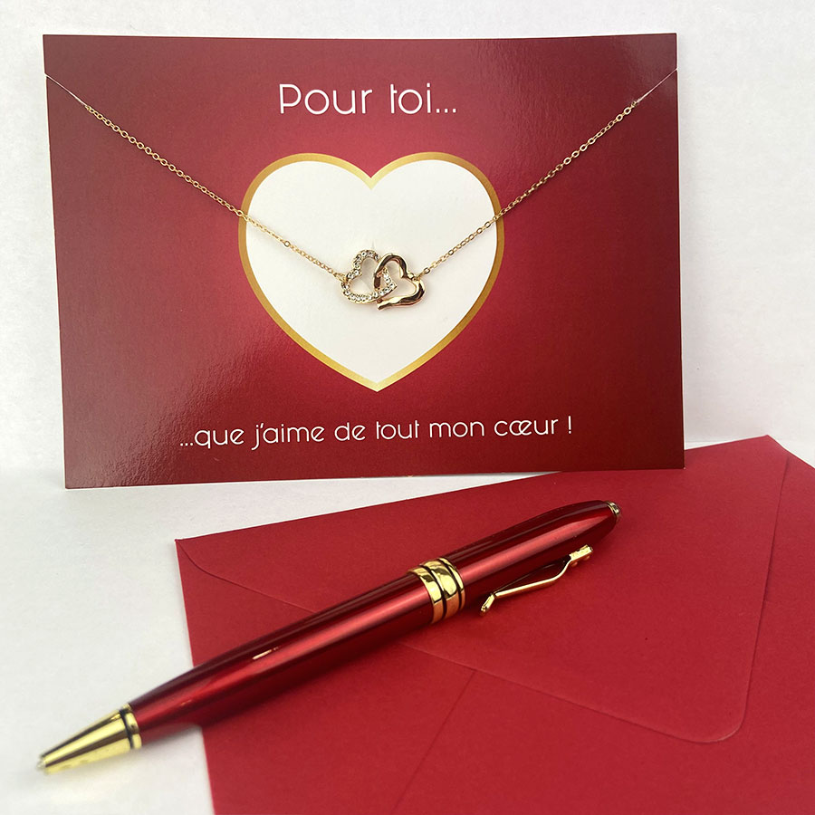 Collier "Forever Love" sur carte-bijou Envoie un Cœur