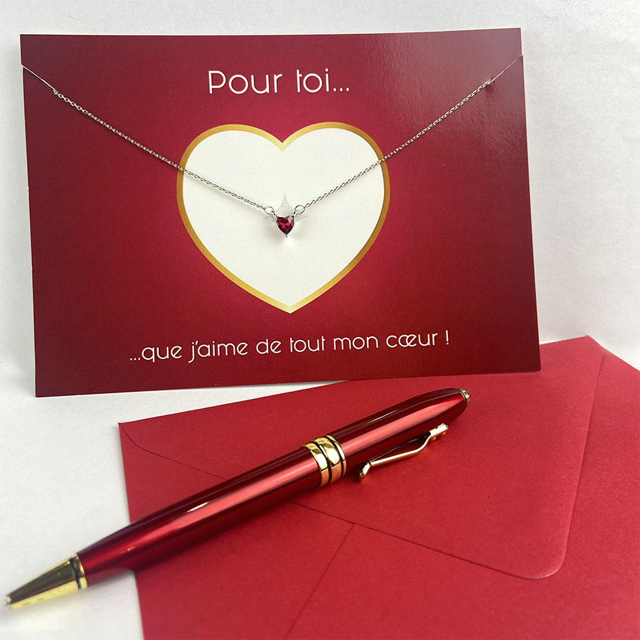 Collier "Heart Of Love" sur carte-bijou Envoie un Cœur